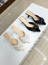 Rhinestone Embedded Bow Close Toe Heel